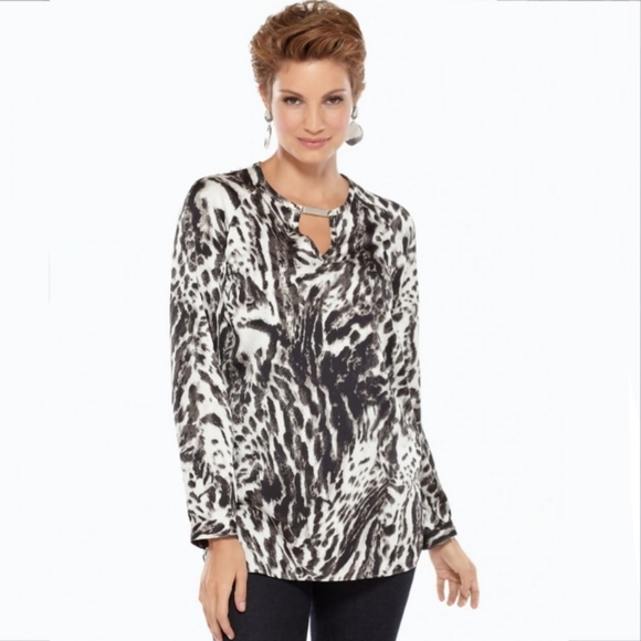 Chico's Tops - Chico's animal print embellished tunic top 2 L